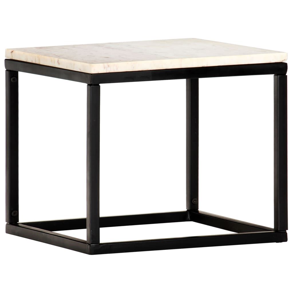 vidaXL Coffee Table White 40x40x35 cm Real Stone with Marble Texture