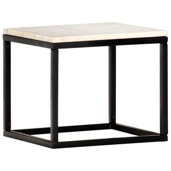 vidaXL Coffee Table White 40x40x35 cm Real Stone with Marble Texture