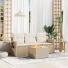 vidaXL 4 Piece Garden Sofa Set with Cushions Beige Poly Rattan