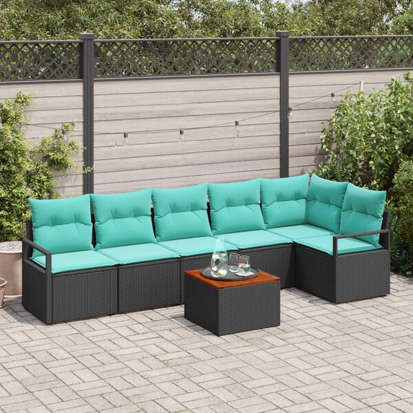 vidaXL Garden Sofa Set 7 pcs Black and turquoise