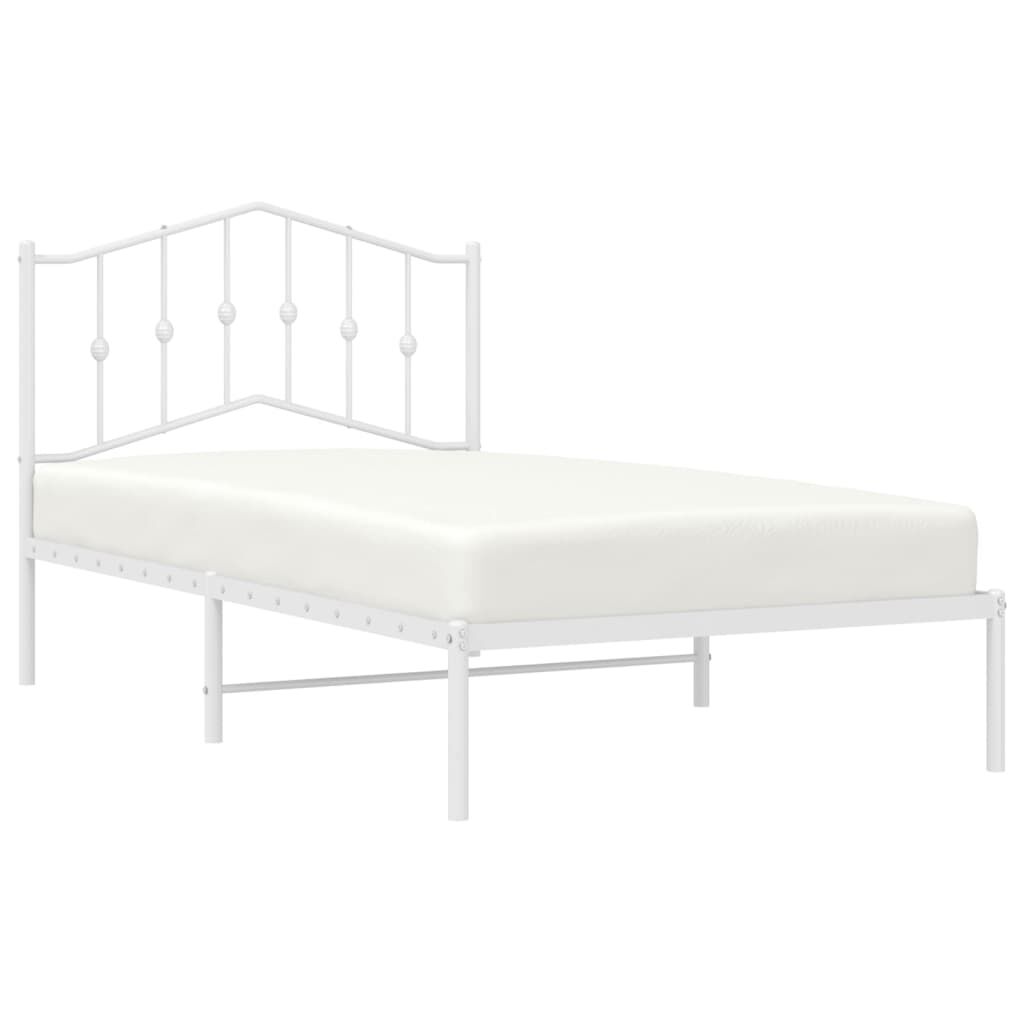 vidaXL Metal Bed Frame without Mattress with Headboard White 100x190cm