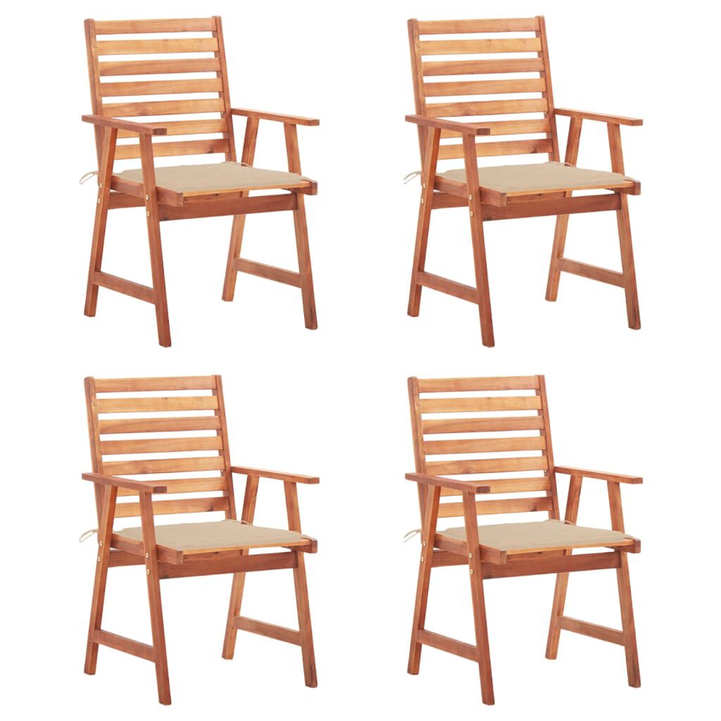 vidaXL Outdoor Dining Chairs 4 pcs with Cushions Solid Acacia Wood