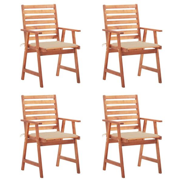 vidaXL Outdoor Dining Chairs 4 pcs with Cushions Solid Acacia Wood
