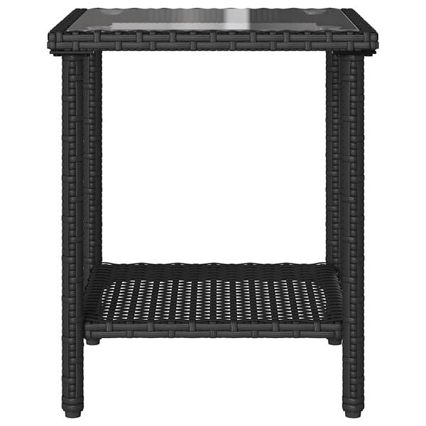 vidaXL Garden Sofa with Table&Cushions L-shaped Black Poly Rattan