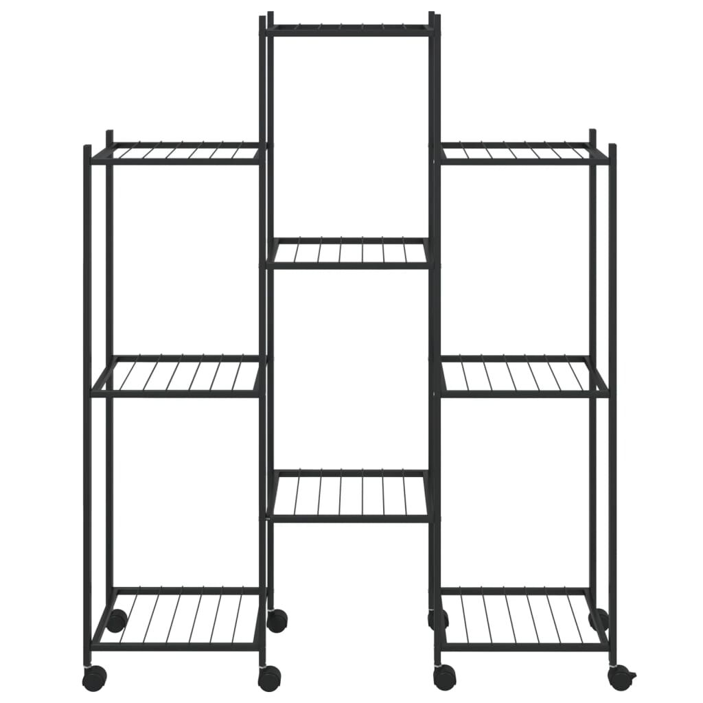 vidaXL Flower Stand with Wheels 83x25x103.5 cm Black Iron