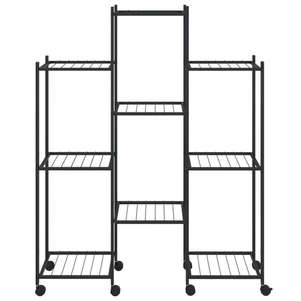 vidaXL Flower Stand with Wheels 83x25x103.5 cm Black Iron