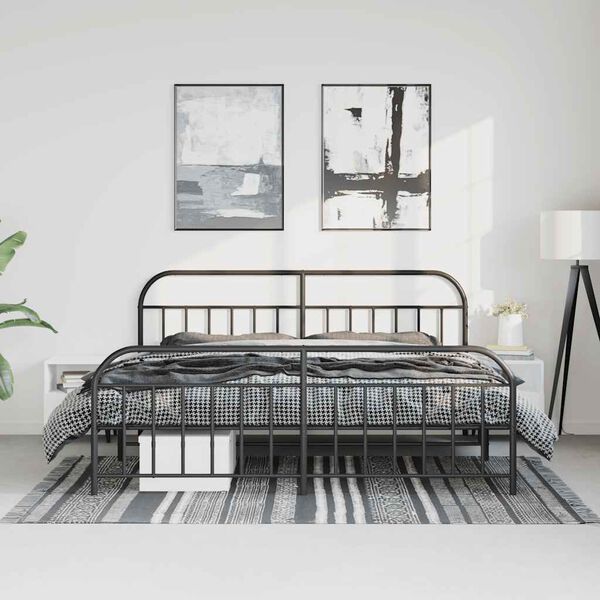 vidaXL Metal Bed Frame without Mattress with Footboard Black 183x213cm