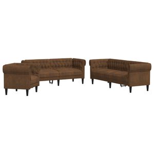 vidaXL 3 Piece Sofa Set Brown Fabric