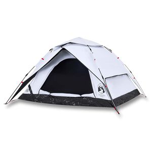 vidaXL Camping Tent Dome 4-Person White Blackout Fabric Quick Release
