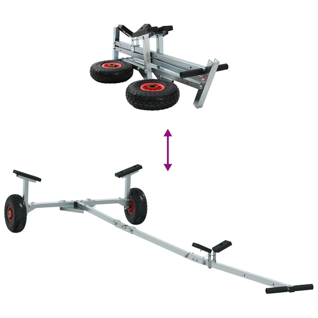 vidaXL Boat Trailer with 2 Wheels, Foldable and Adjustable, 160 kg Steel