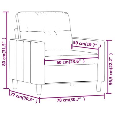 vidaXL Sofa Chair Light Grey 60 cm Fabric