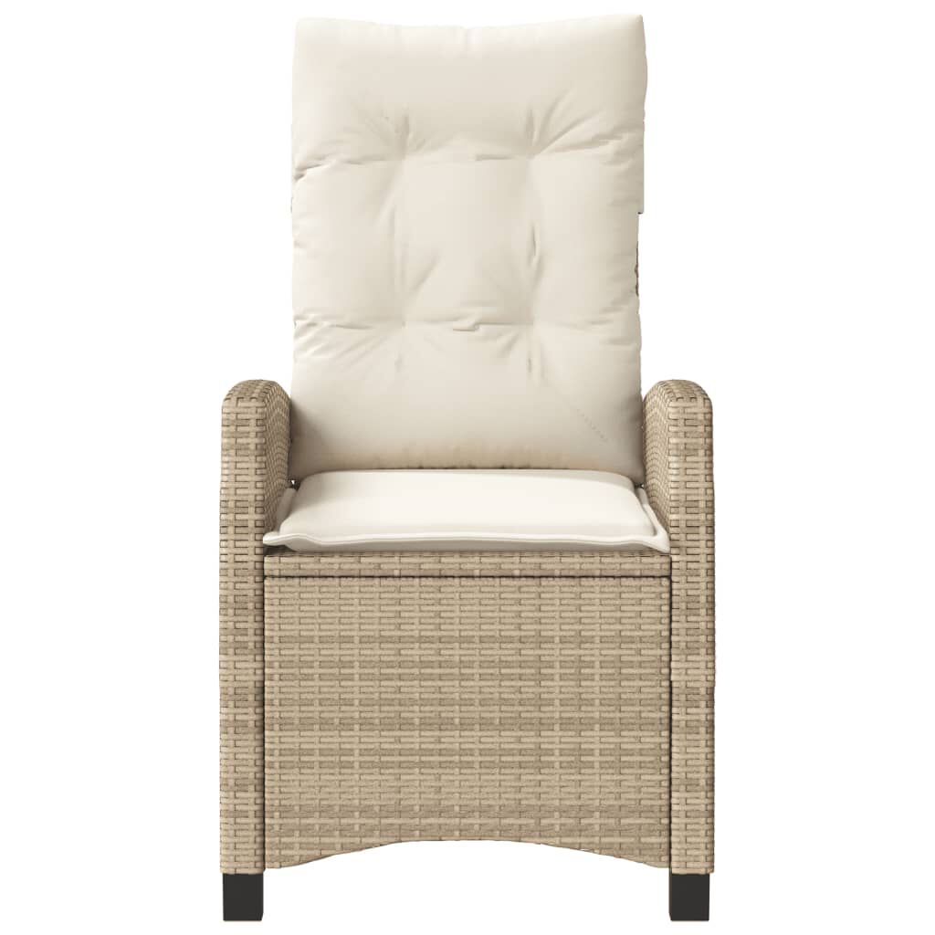 vidaXL 3 Piece Bistro Set with Cushions Beige Poly Rattan
