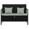 vidaXL 2-Seater Garden Bench with Cushions Black Poly Rattan