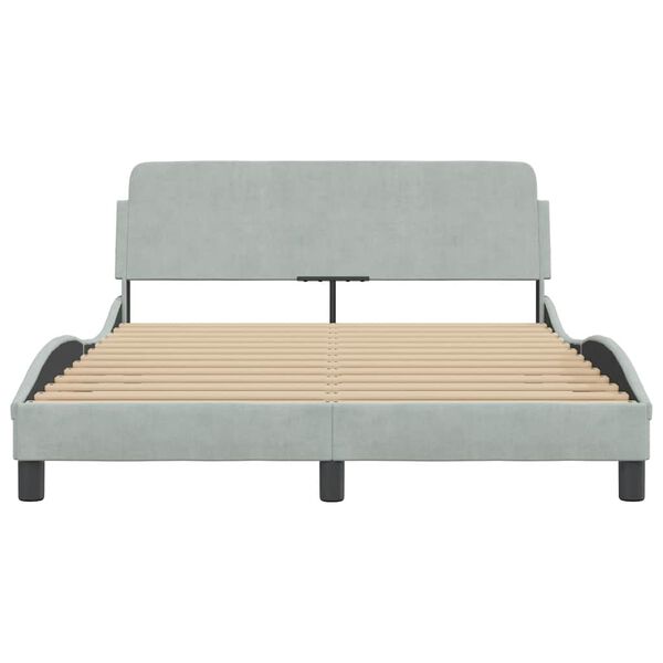vidaXL Bed Frame "Dover" Light Grey 137x190 cm Double Velvet