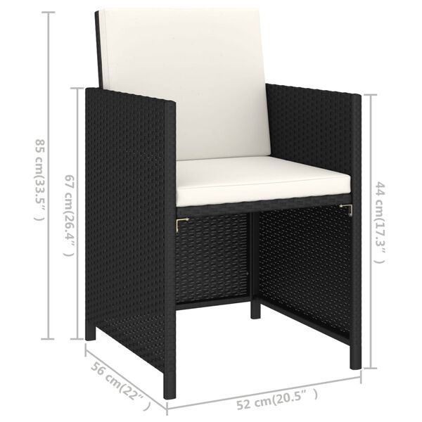 vidaXL 6 Piece Outdoor Dining Set Black Poly Rattan Acacia Wood