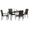 vidaXL Garden Dining Set 5 pcs Brown Powder-Coated Steel