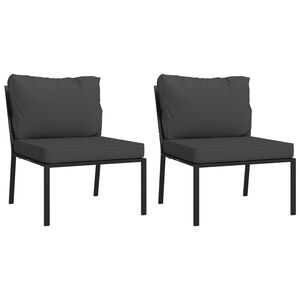 vidaXL Garden Chairs with Grey Cushions 2 pcs 60x74x79 cm Steel