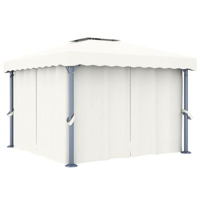 vidaXL Gazebo with Curtain 3x3 m Cream White Aluminium