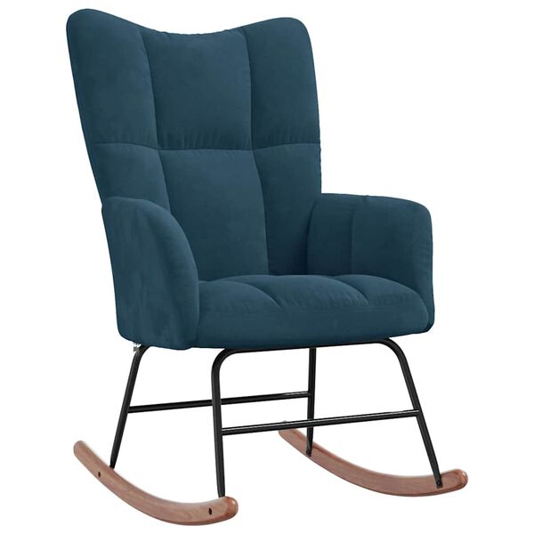 vidaXL Rocking Chair Blue Velvet