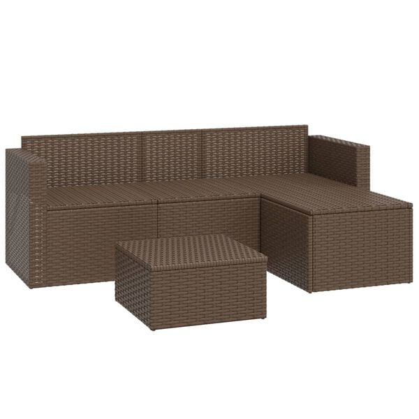 vidaXL Garden Lounge Set Brown Poly Rattan