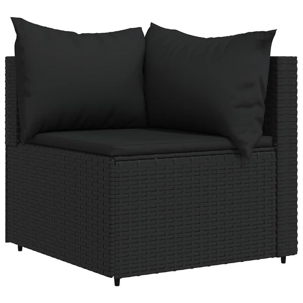 vidaXL 3 Piece Garden Lounge Set with Cushions Black Poly Rattan