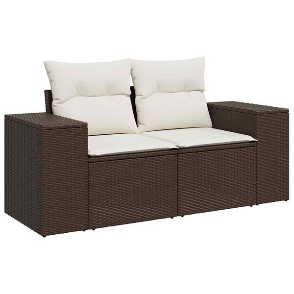 vidaXL 6 Piece Garden Sofa Set with Cushions Brown Poly Rattan