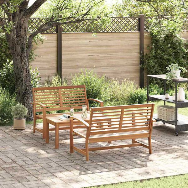 Garden Sofa Set 3 pcs Natural Solid teak wood