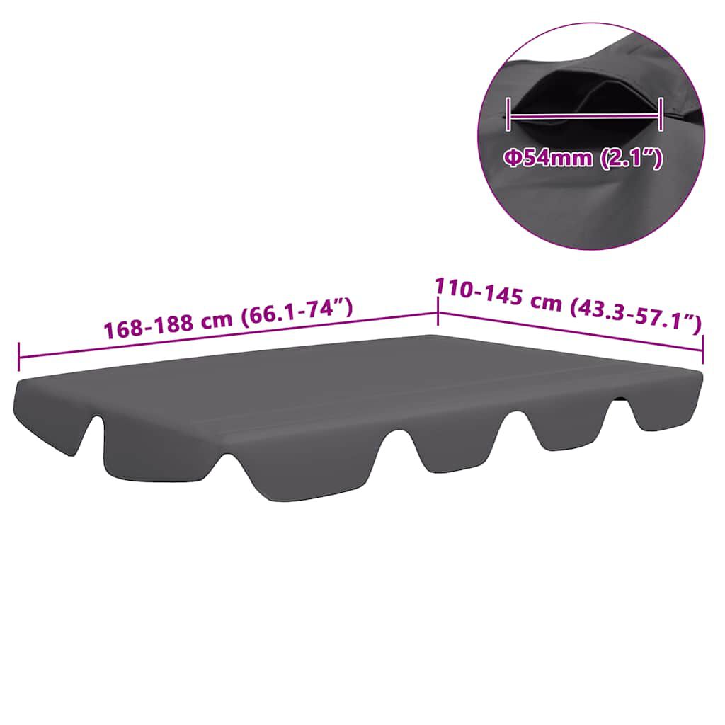 vidaXL Replacement Canopy for Garden Swing Anthracite 188/168x145/110cm