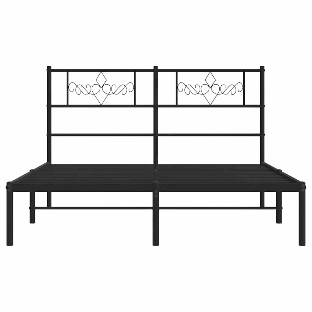 vidaXL Metal Bed Frame without Mattress with Headboard Black 150x200cm