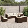 vidaXL 8 Piece Garden Lounge Set with Cushions Brown Poly Rattan