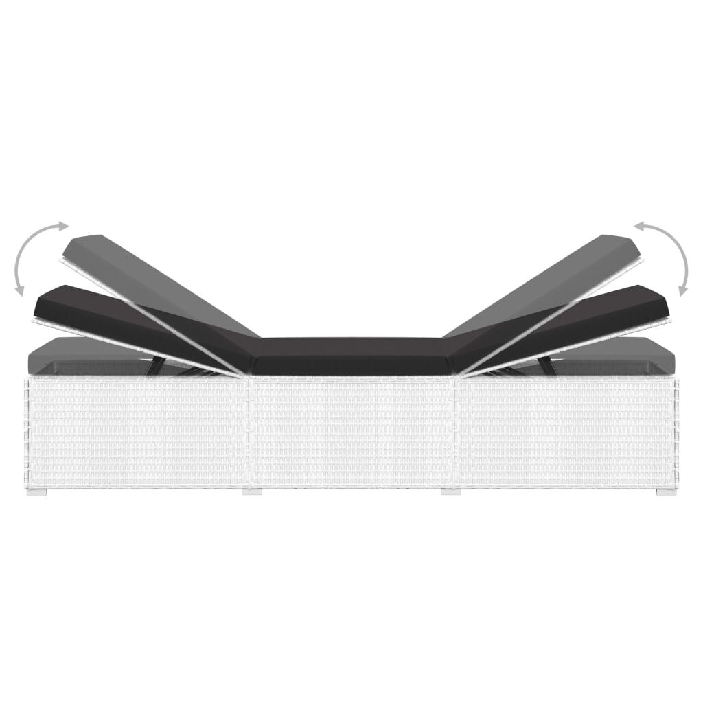 vidaXL 3 Piece Garden Sun Loungers with Tea Table Poly Rattan White