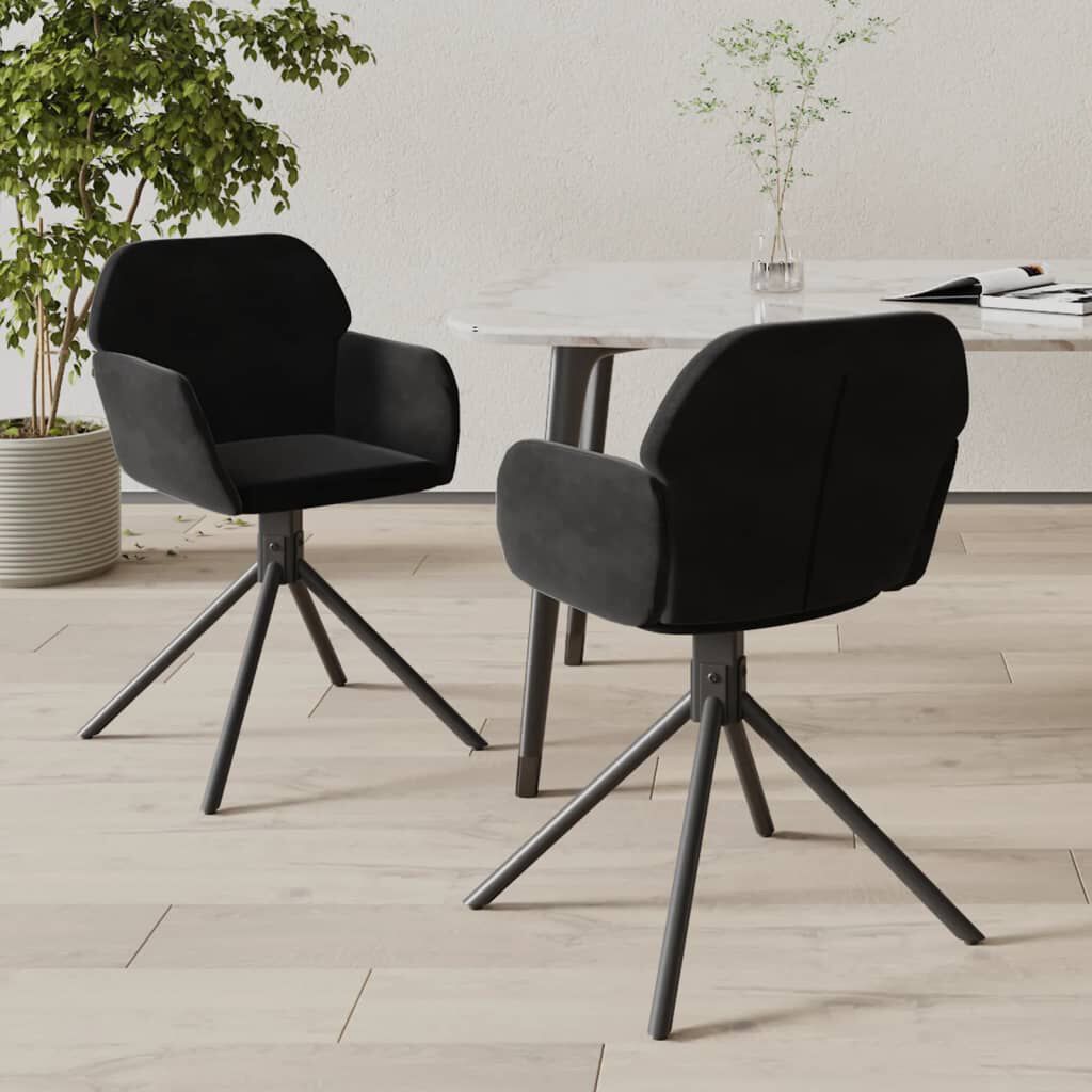 vidaXL Swivel Dining Chairs 2 pcs Black Velvet