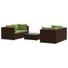 vidaXL 5 Piece Garden Lounge Set with Cushions Poly Rattan Brown