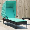 vidaXL Sun Lounger with Canopy Black Poly Rattan