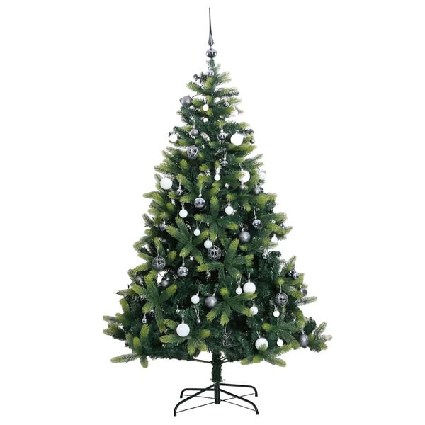 vidaXL Artificial Hinged Christmas Tree 300 LEDs & Ball Set 210 cm