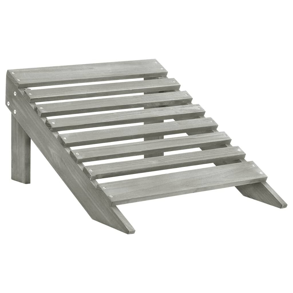 vidaXL Garden Adirondack Chair with Ottoman&Table Solid Fir Wood Grey