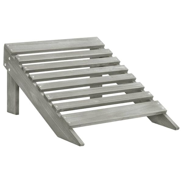 vidaXL Garden Adirondack Chair with Ottoman&Table Solid Fir Wood Grey