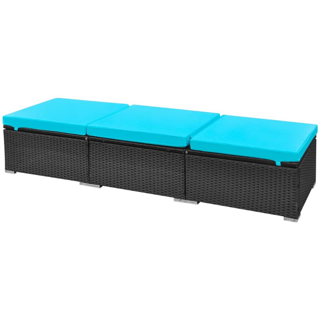 vidaXL 13 Piece Garden Lounge Set with Cushions Poly Rattan Blue