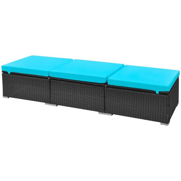 vidaXL 13 Piece Garden Lounge Set with Cushions Poly Rattan Blue