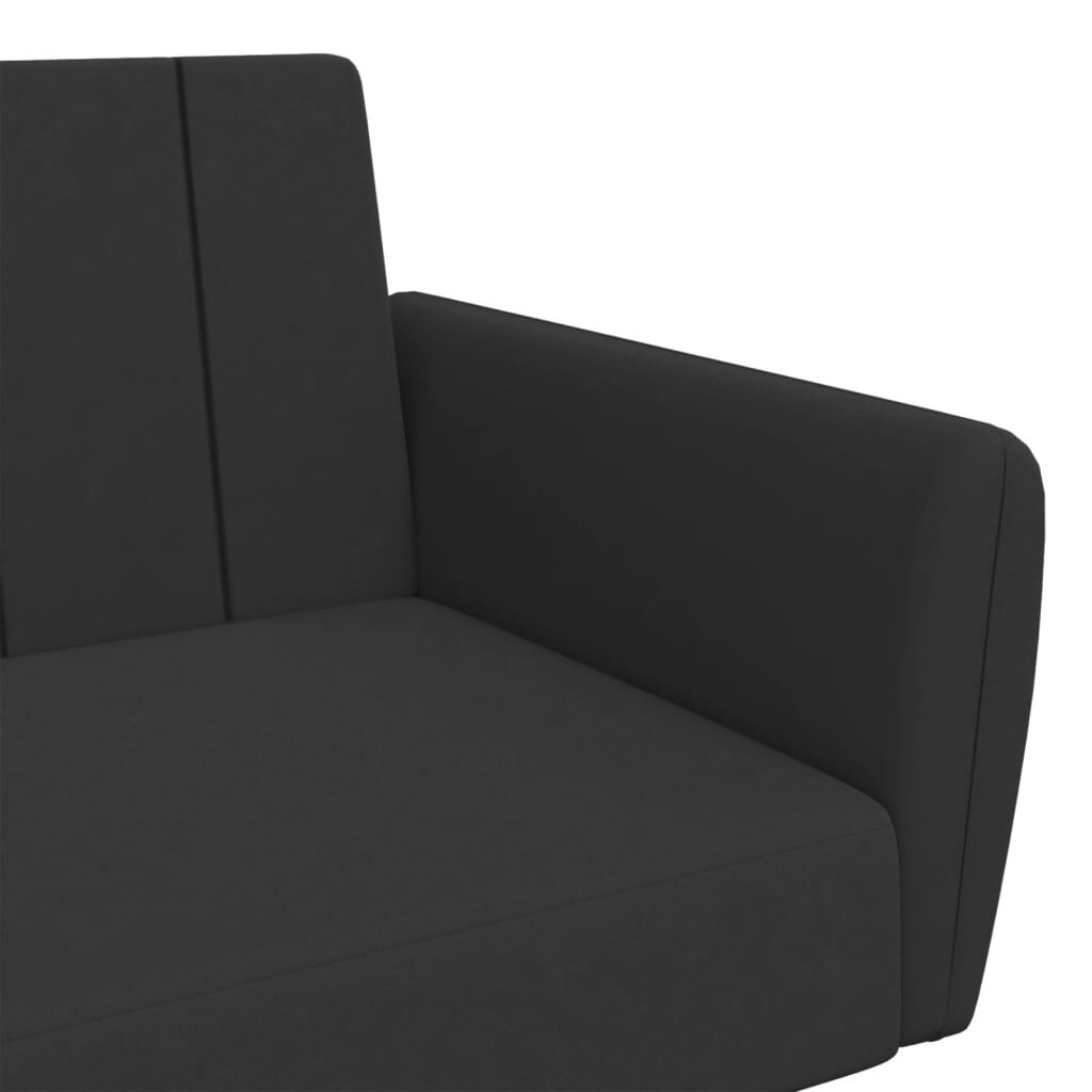 vidaXL 2-Seater Sofa Bed with Footstool Black Velvet