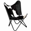 vidaXL Butterfly Chair Black and White Real Cowhide Leather