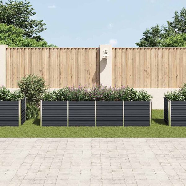 vidaXL Garden Raised Bed Anthracite 320x80x77 cm Galvanised Steel