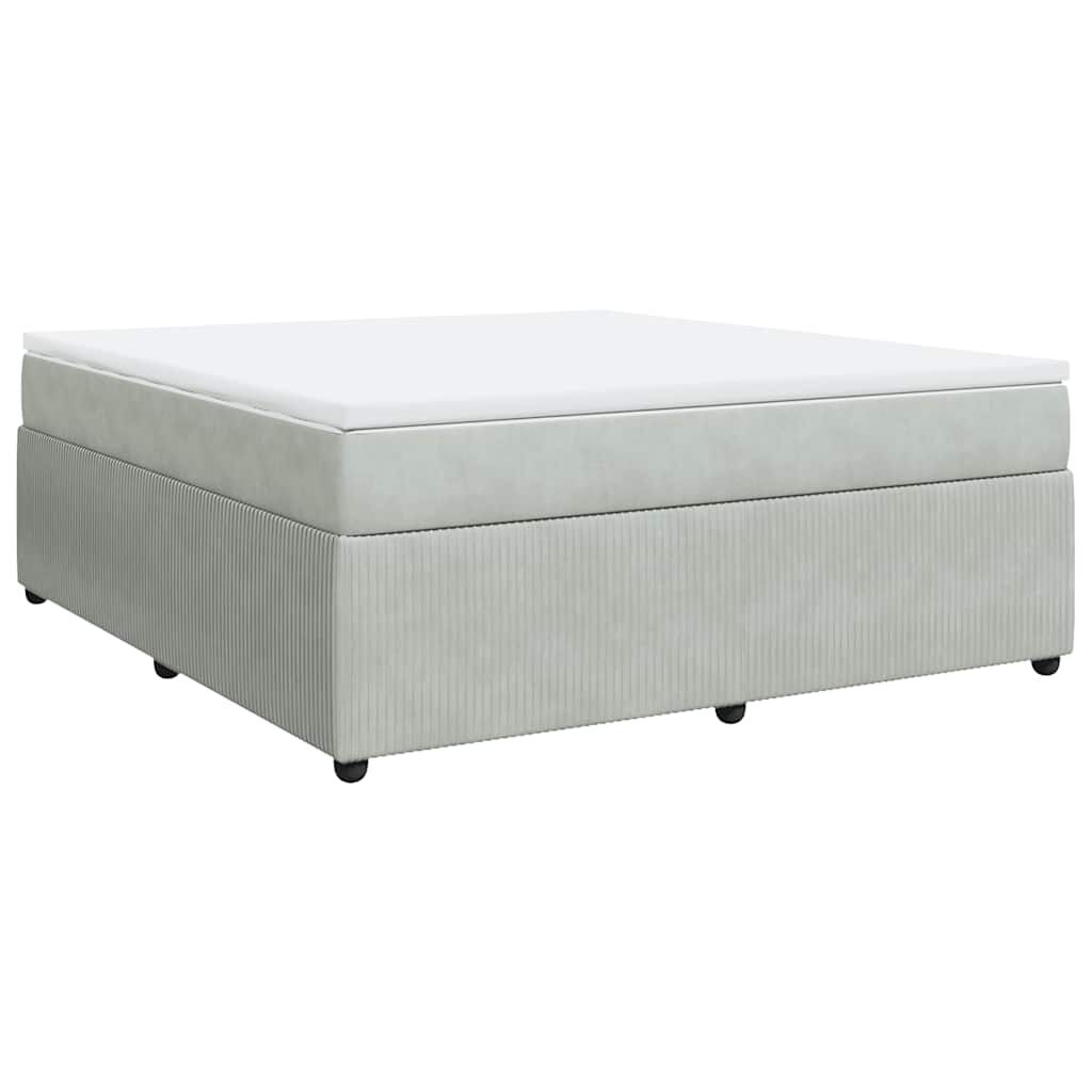 vidaXL Box Spring Bed with Mattress Light Grey King Velvet