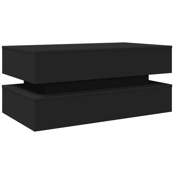 vidaXL Coffee Table with LED Lights Black 90x50x40 cm