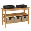 vidaXL Bathroom Vanity Cabinet with Black Marble Sinks Solid Wood Teak