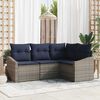 vidaXL Sofa Set with Cushion 4 pcs Grey Poly Rattan
