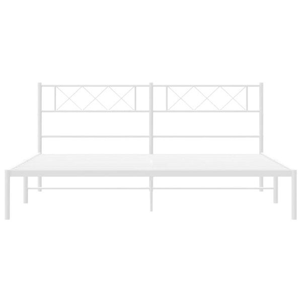vidaXL Metal Bed Frame without Mattress with Headboard White 183x213cm