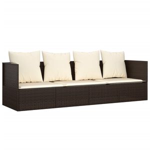 vidaXL Outdoor Lounge Bed with Cushions Brown Poly Rattan