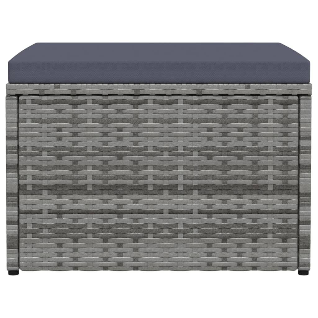 vidaXL Garden Footstool with Cushion Grey Poly Rattan