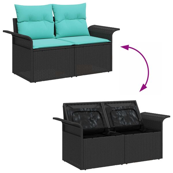 vidaXL 6 Piece Garden Sofa Set with Cushions Black Poly Rattan